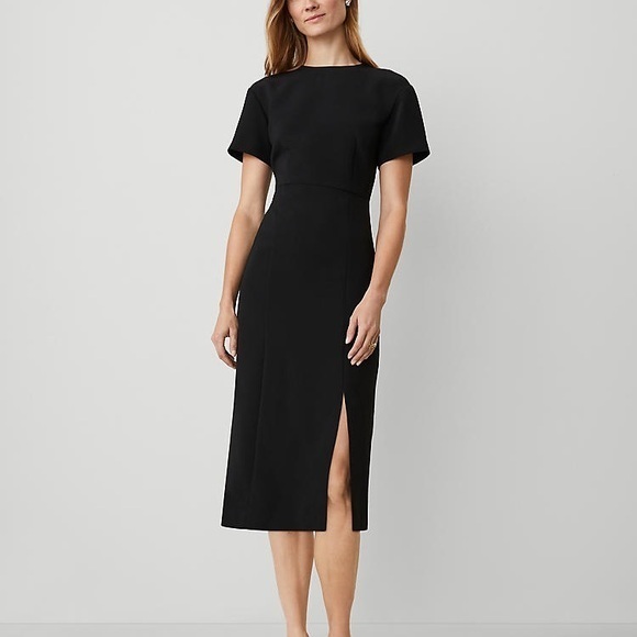 Ann Taylor Dresses & Skirts - Ann Taylor Dropped Sleeve Black Sheath Midi Pencil Dress 10